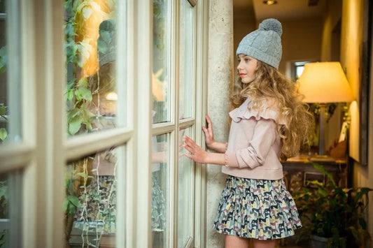 Sudadera rosa empolvado y falda perritos "Elsa" - PARDALETS