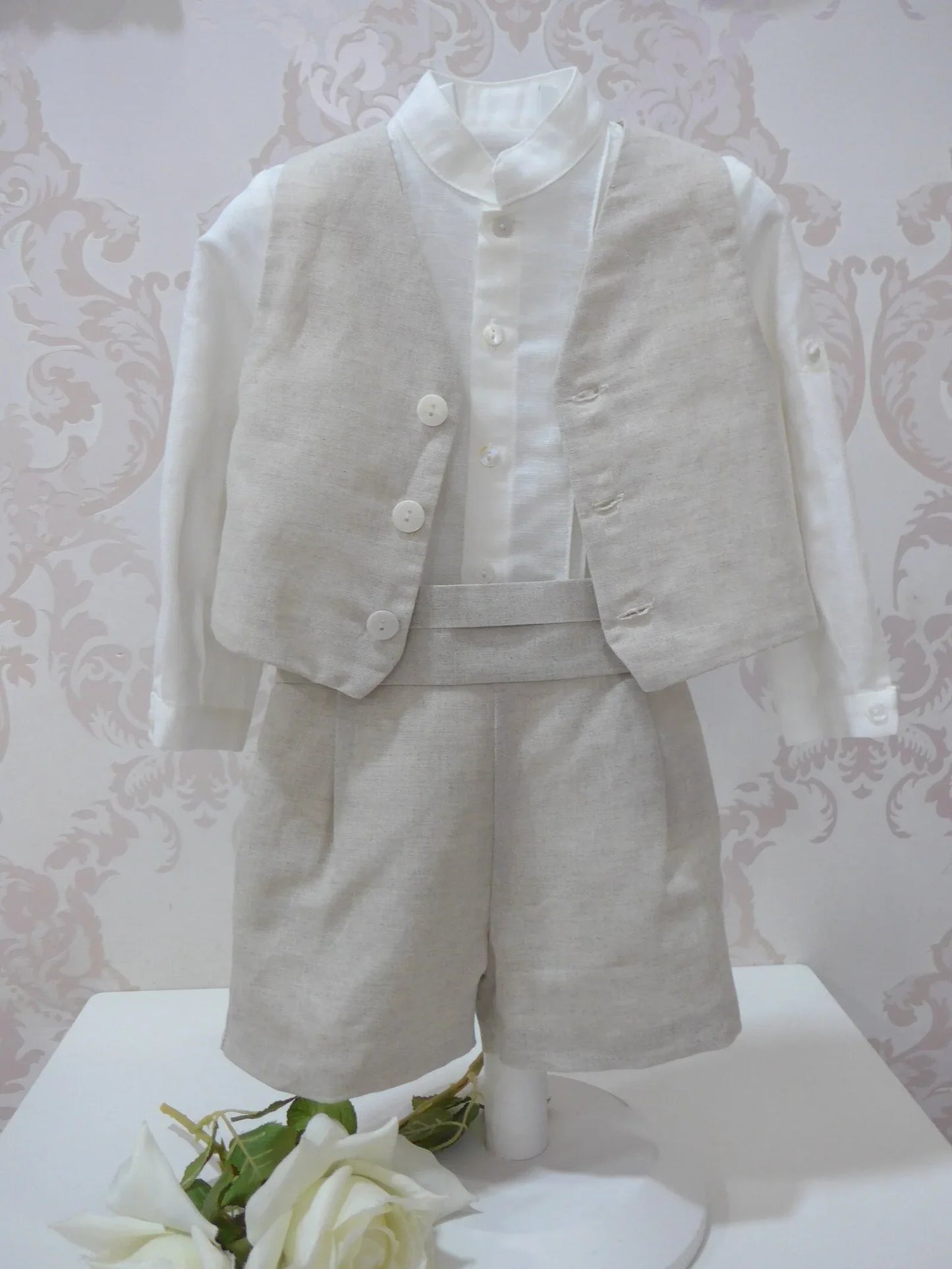 Conjunto lino cuatro piezas beig - PARDALETS