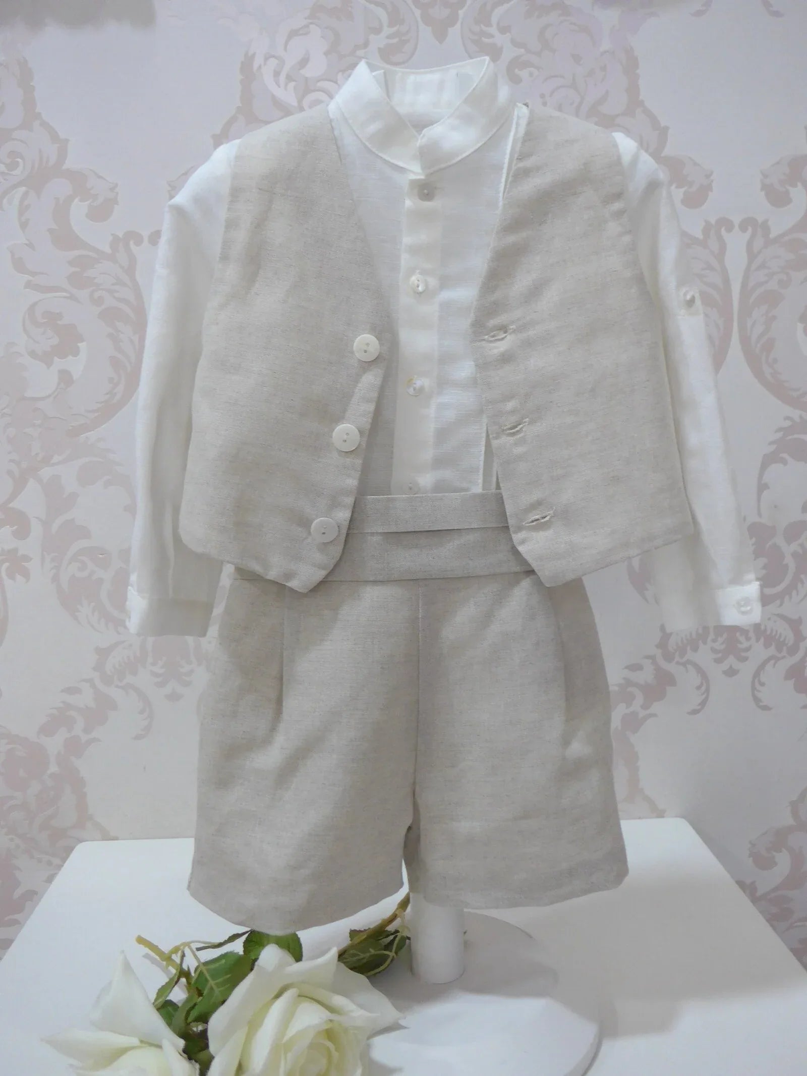 Conjunto lino cuatro piezas beig - PARDALETS