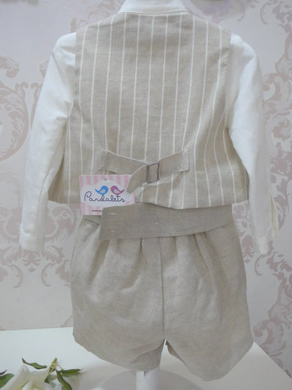 Conjunto lino cuatro piezas beig - PARDALETS