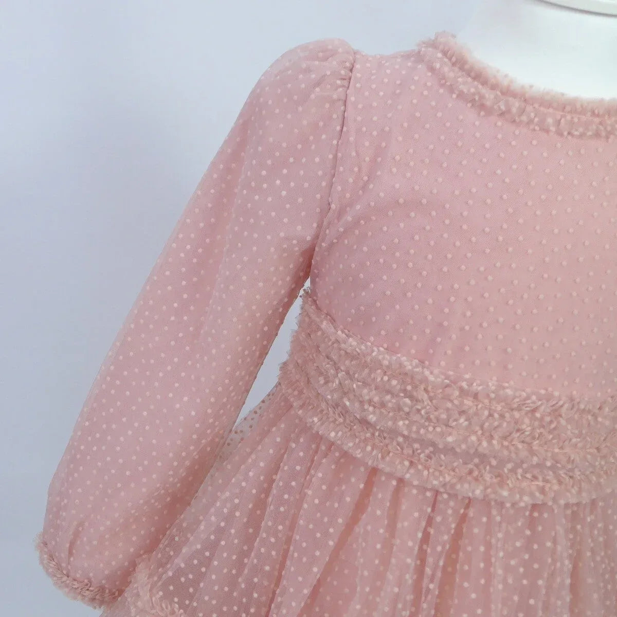 Vestido flocado rosa empolvado - PARDALETS