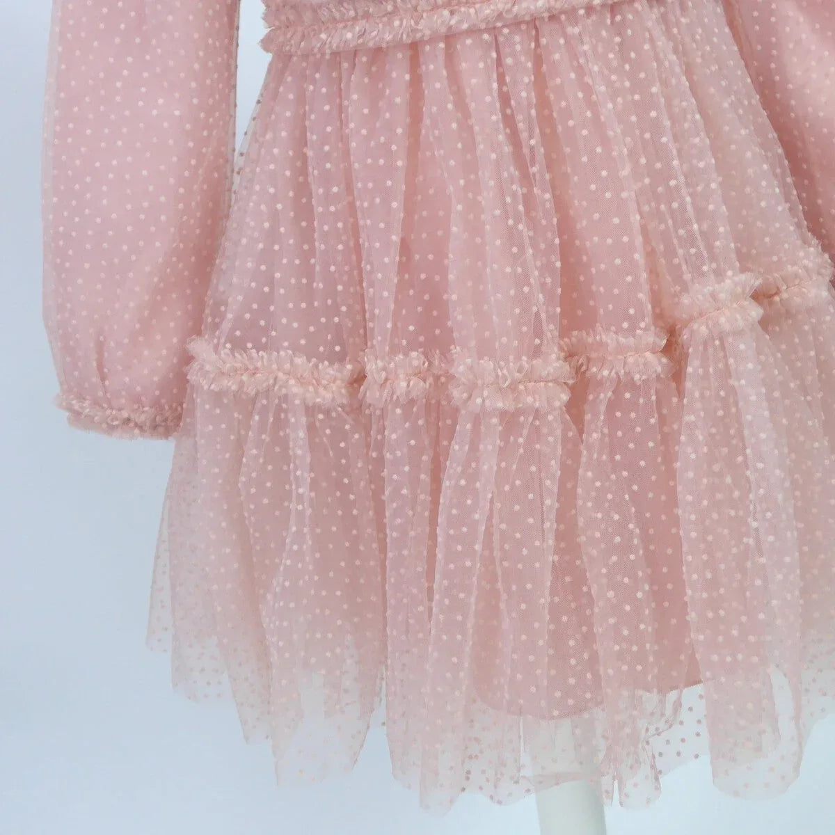 Vestido flocado rosa empolvado - PARDALETS