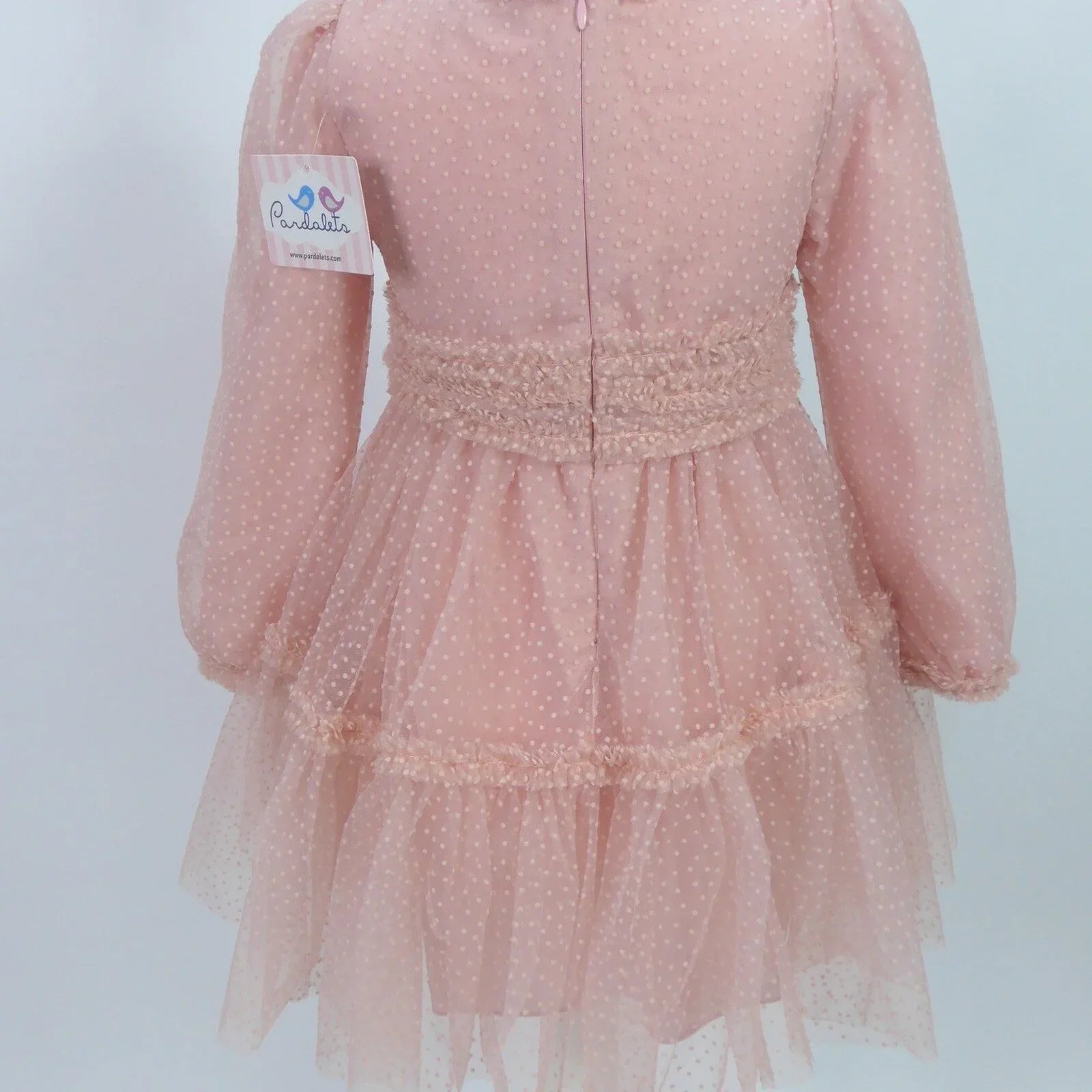 Vestido flocado rosa empolvado - PARDALETS