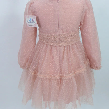 Vestido flocado rosa empolvado - PARDALETS