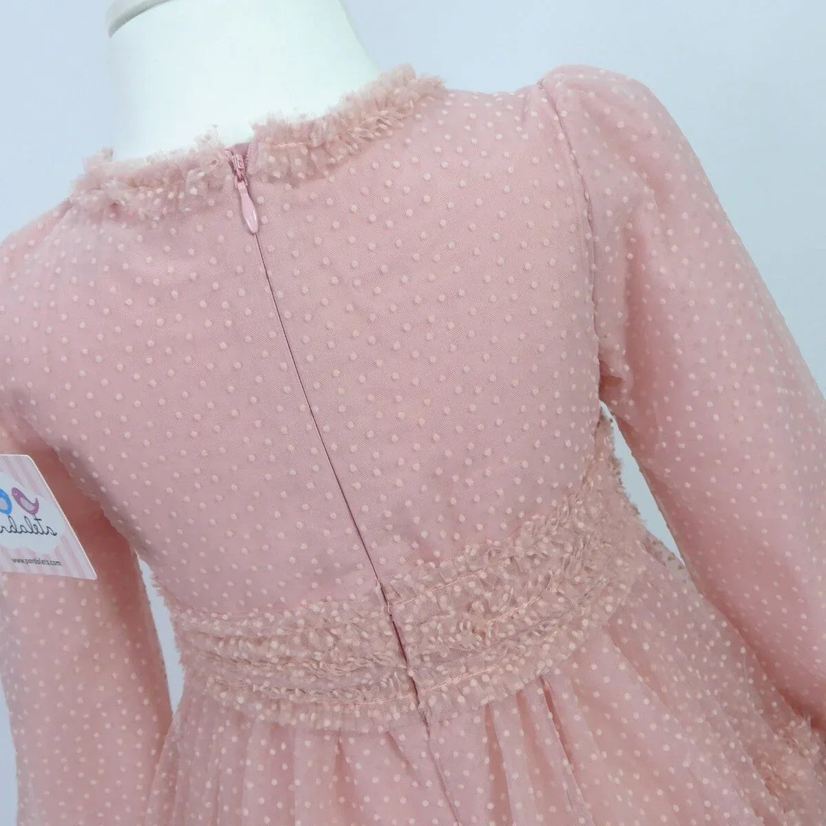 Vestido flocado rosa empolvado - PARDALETS