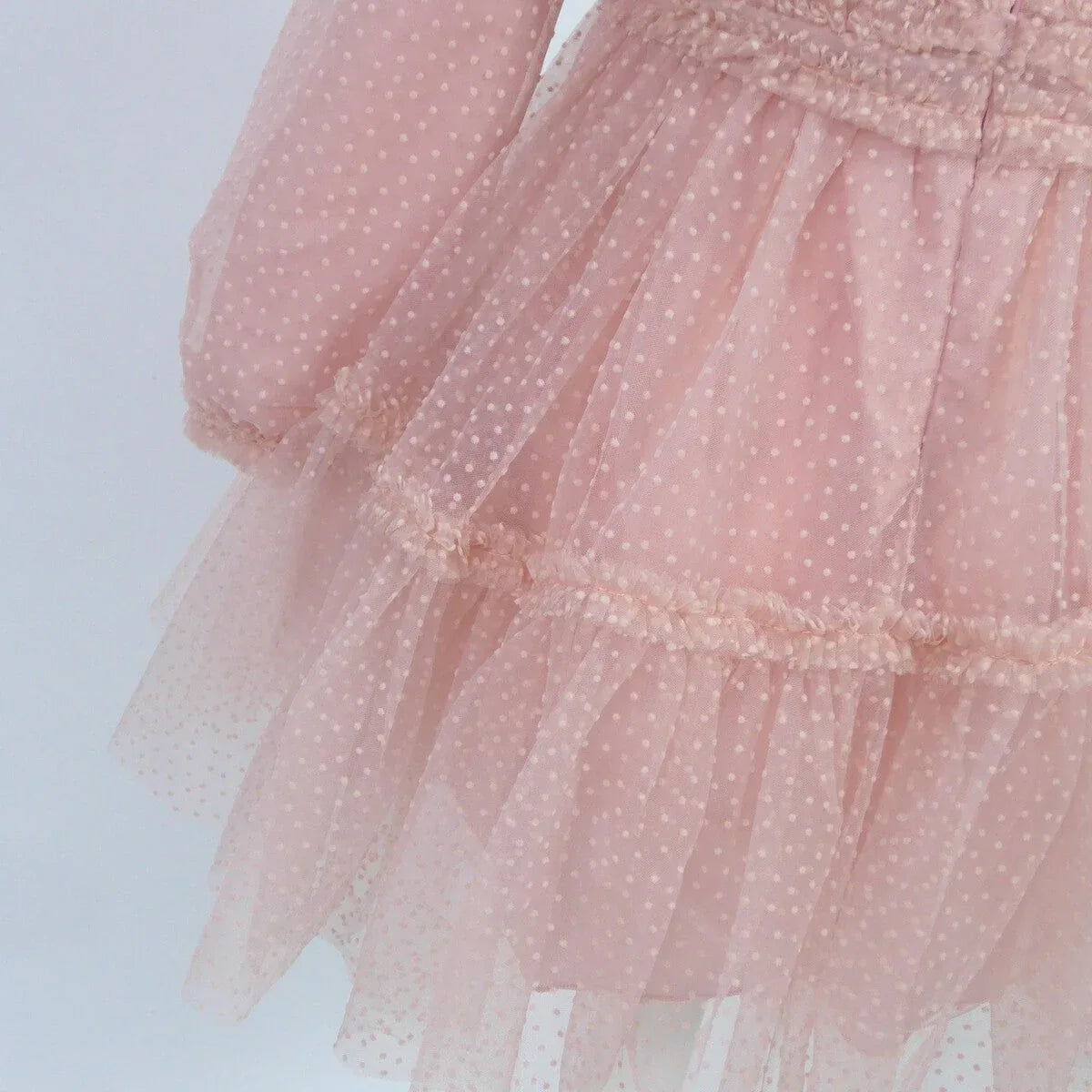 Vestido flocado rosa empolvado - PARDALETS