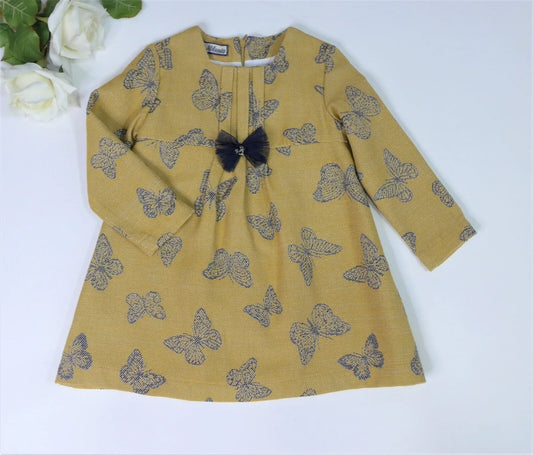 Vestido mostaza mariposas - PARDALETS