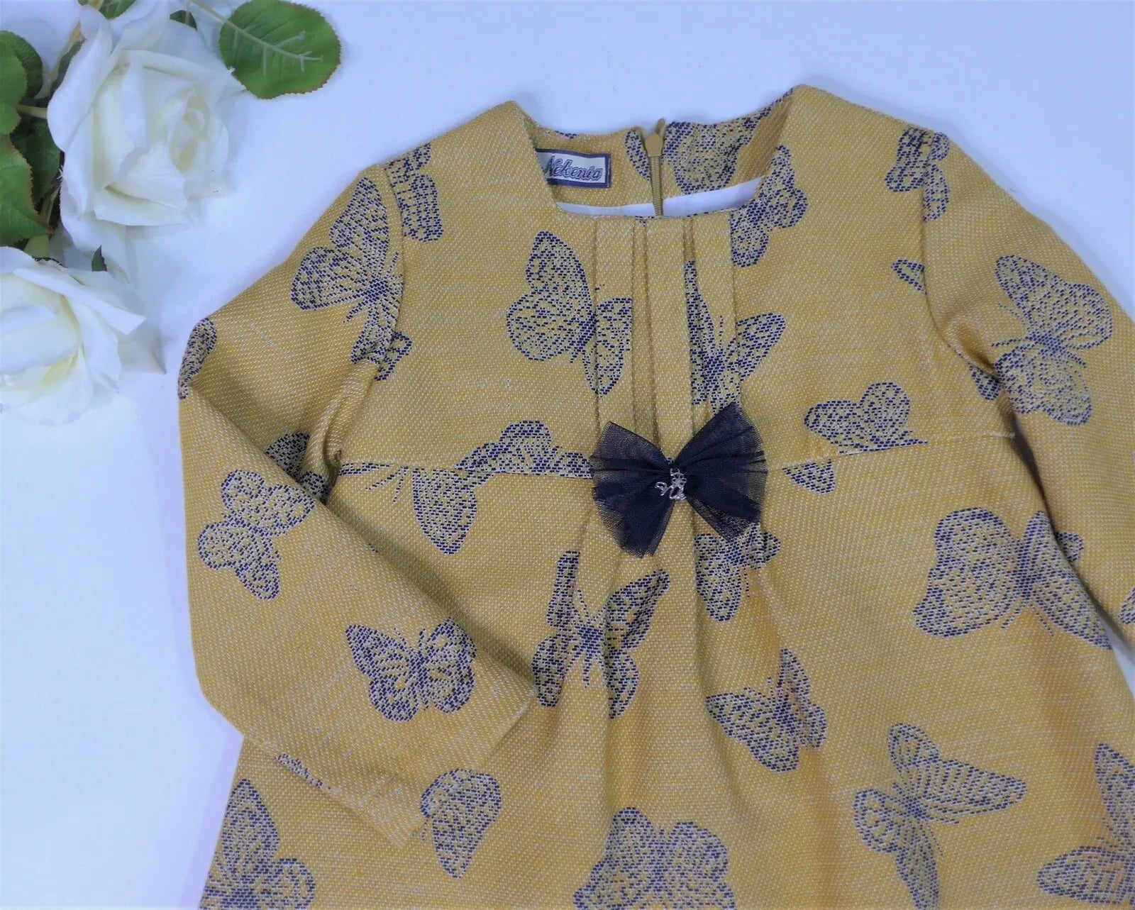 Vestido mostaza mariposas - PARDALETS