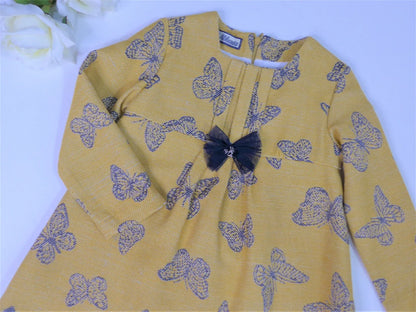 Vestido mostaza mariposas - PARDALETS