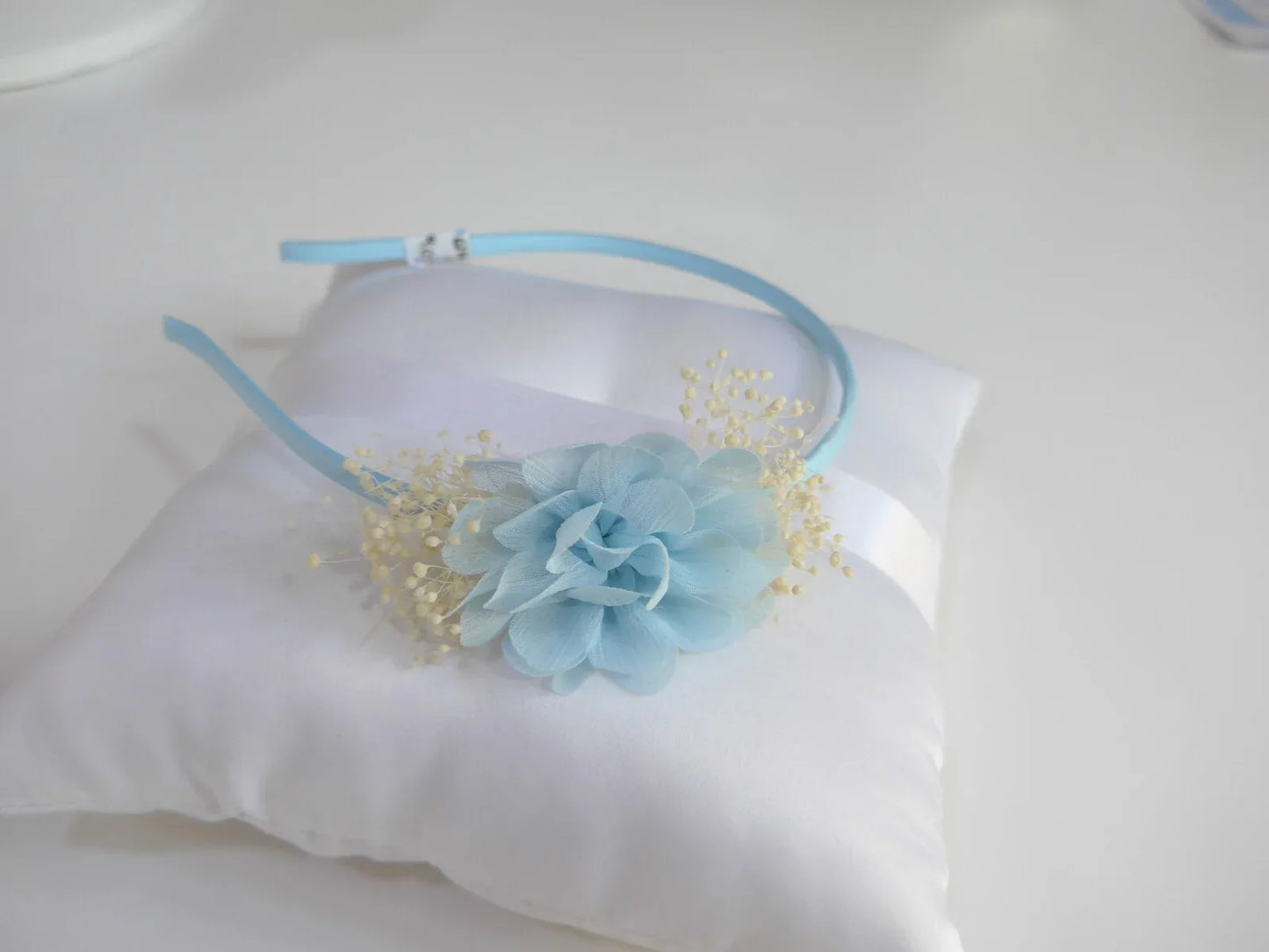 Diadema flor azul bámbula y paniculata - PARDALETS
