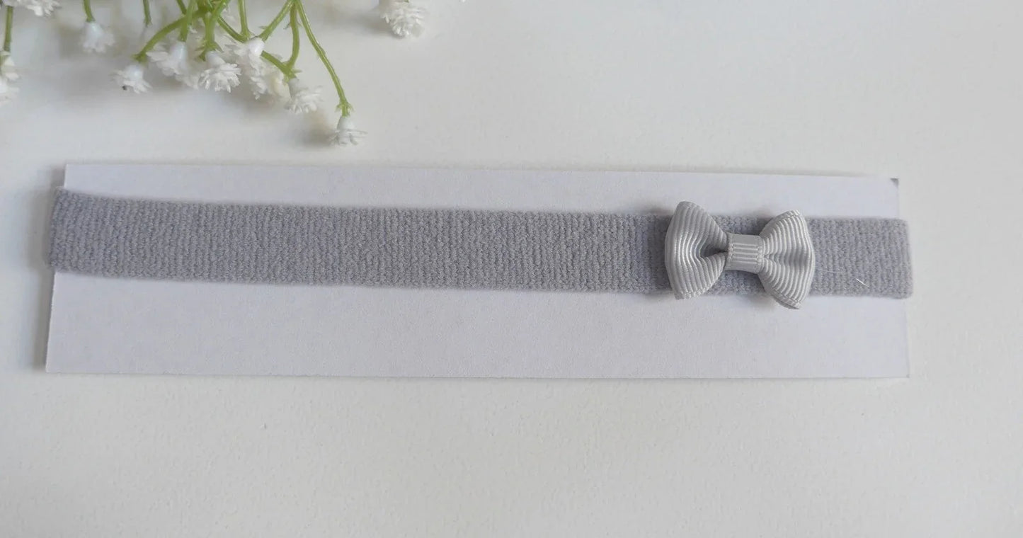 Diadema de felpa gris con lacito - PARDALETS