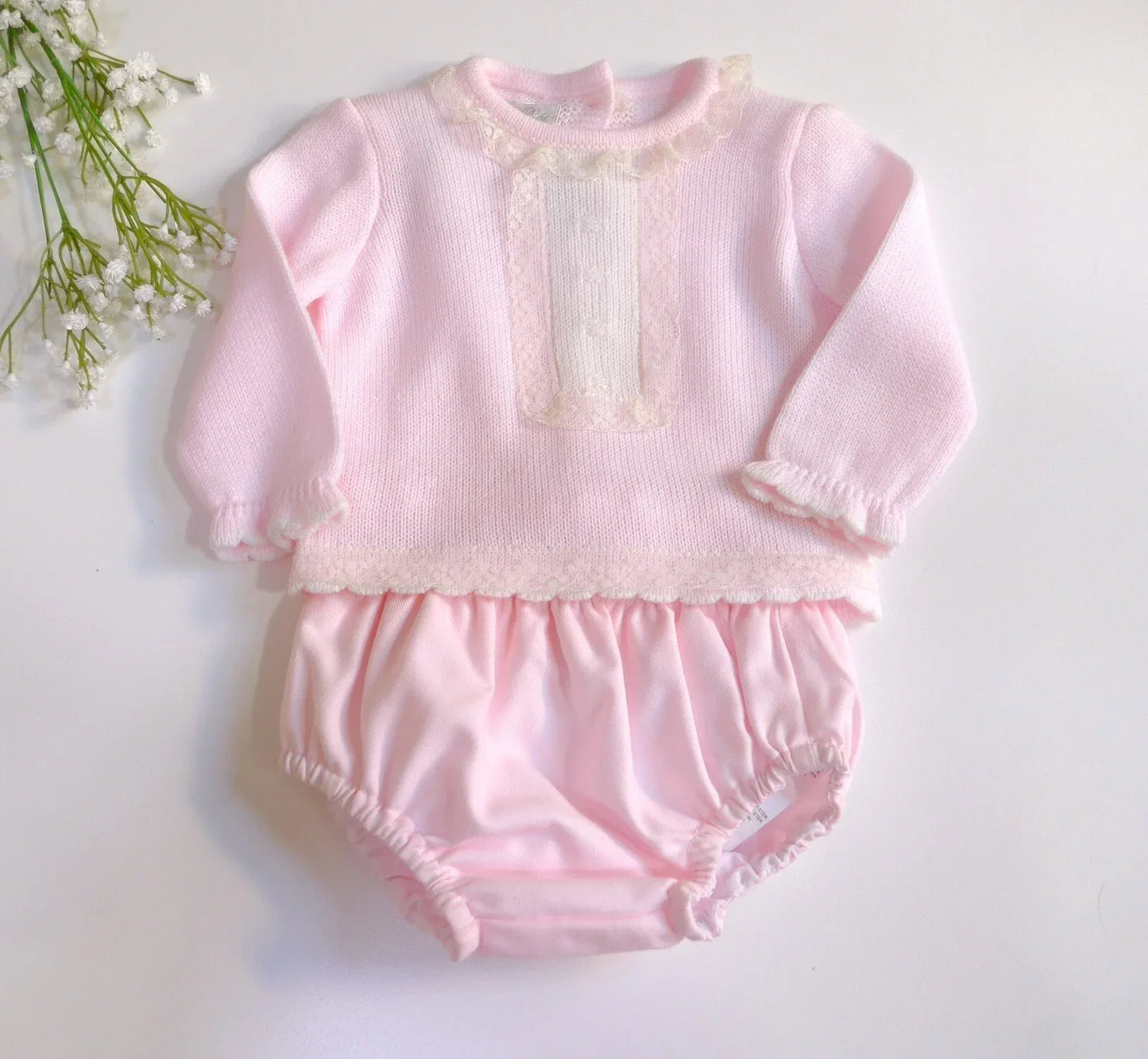 Conjunto jersey y braguita rosa con puntilla - PARDALETS