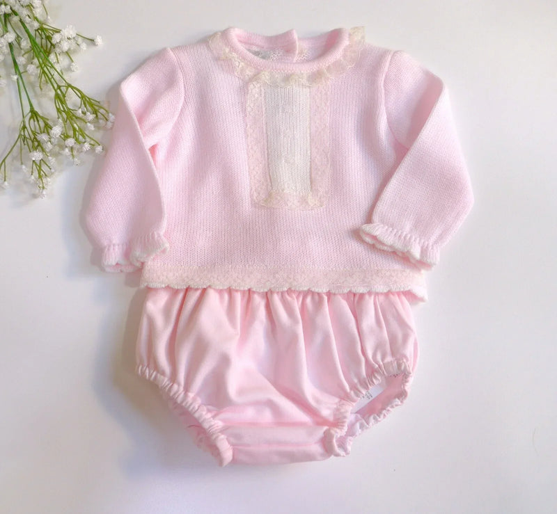 Conjunto jersey y braguita rosa con puntilla - PARDALETS