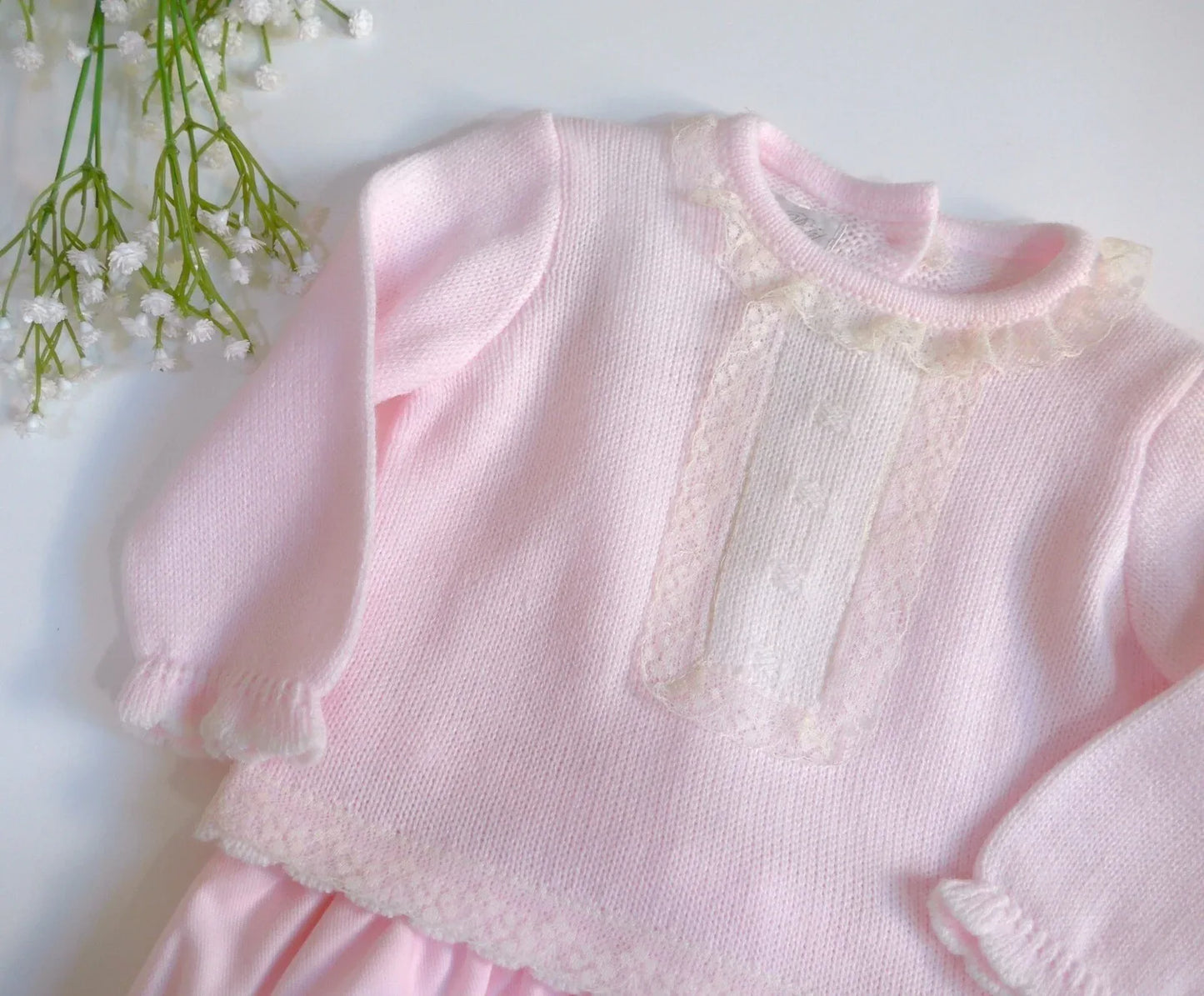 Conjunto jersey y braguita rosa con puntilla - PARDALETS