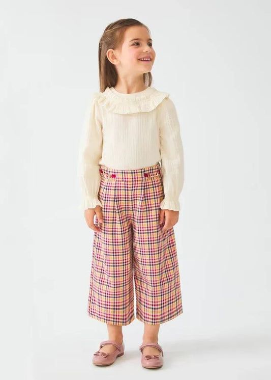 Pantalón culotte cuadros mostaza - PARDALETS