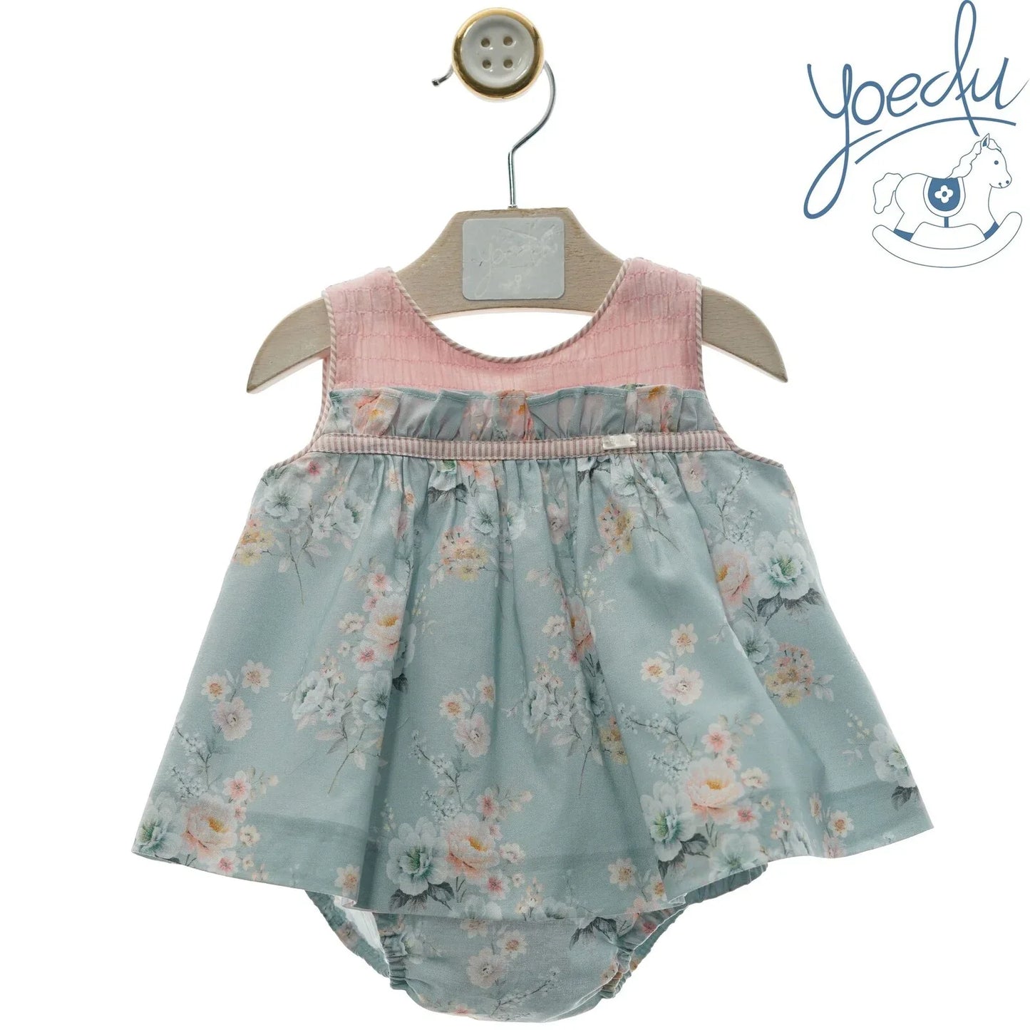 JESUSITO ESTAMPADO VERDE AGUA Y ROSA "CAMILA" - PARDALETS