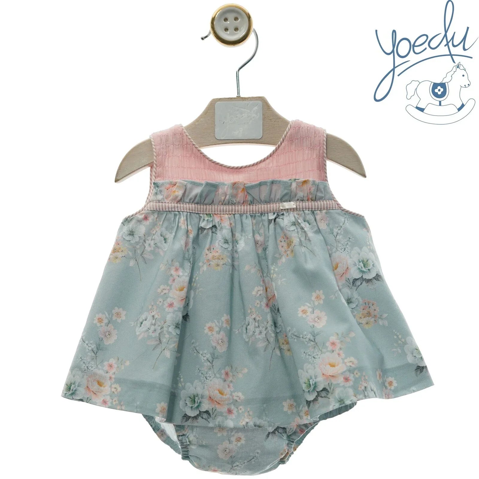 JESUSITO ESTAMPADO VERDE AGUA Y ROSA "CAMILA" - PARDALETS