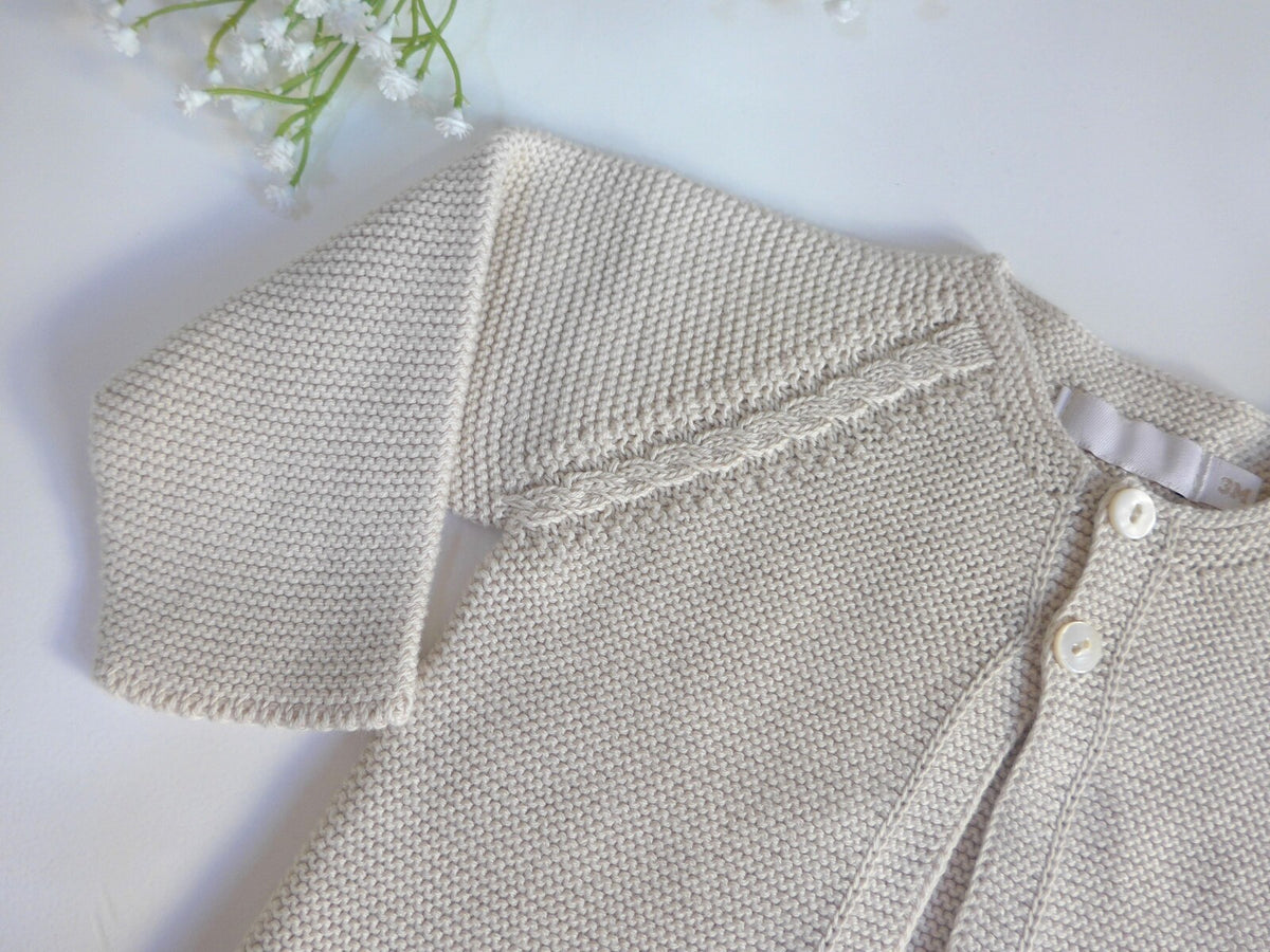 Chaqueta larga algodon arena con 2 botones