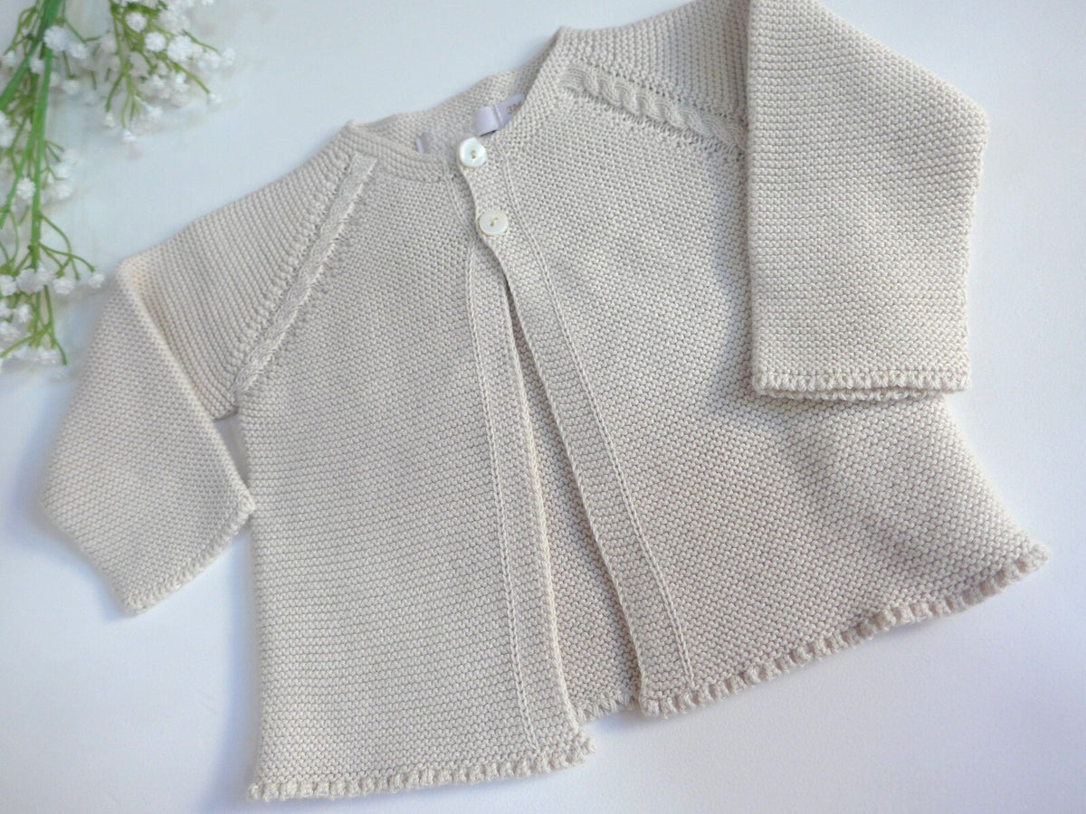 Chaqueta larga algodon arena con 2 botones