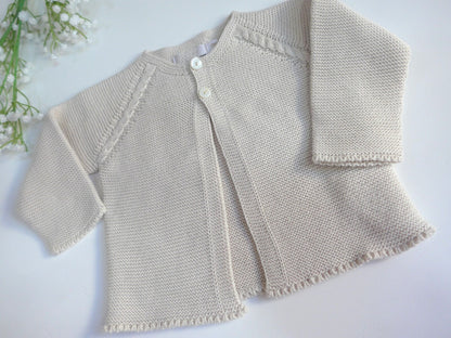 Chaqueta larga algodon arena con 2 botones