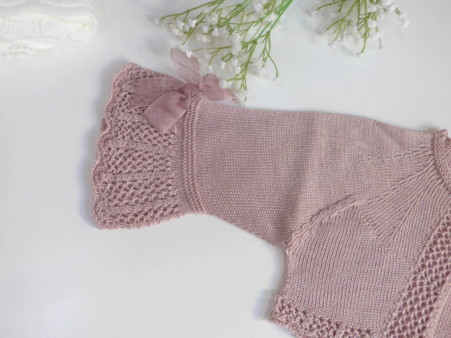 Chaqueta perle rosa empolvado manga francesa con lazos - PARDALETS