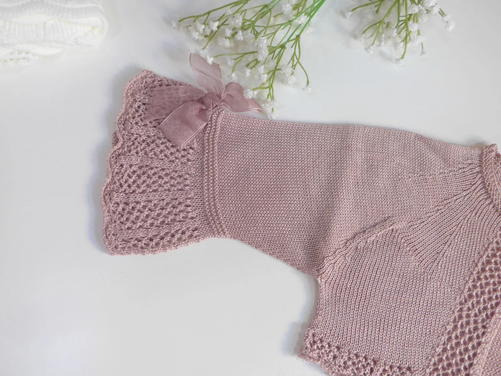 Chaqueta perle rosa empolvado manga francesa con lazos - PARDALETS