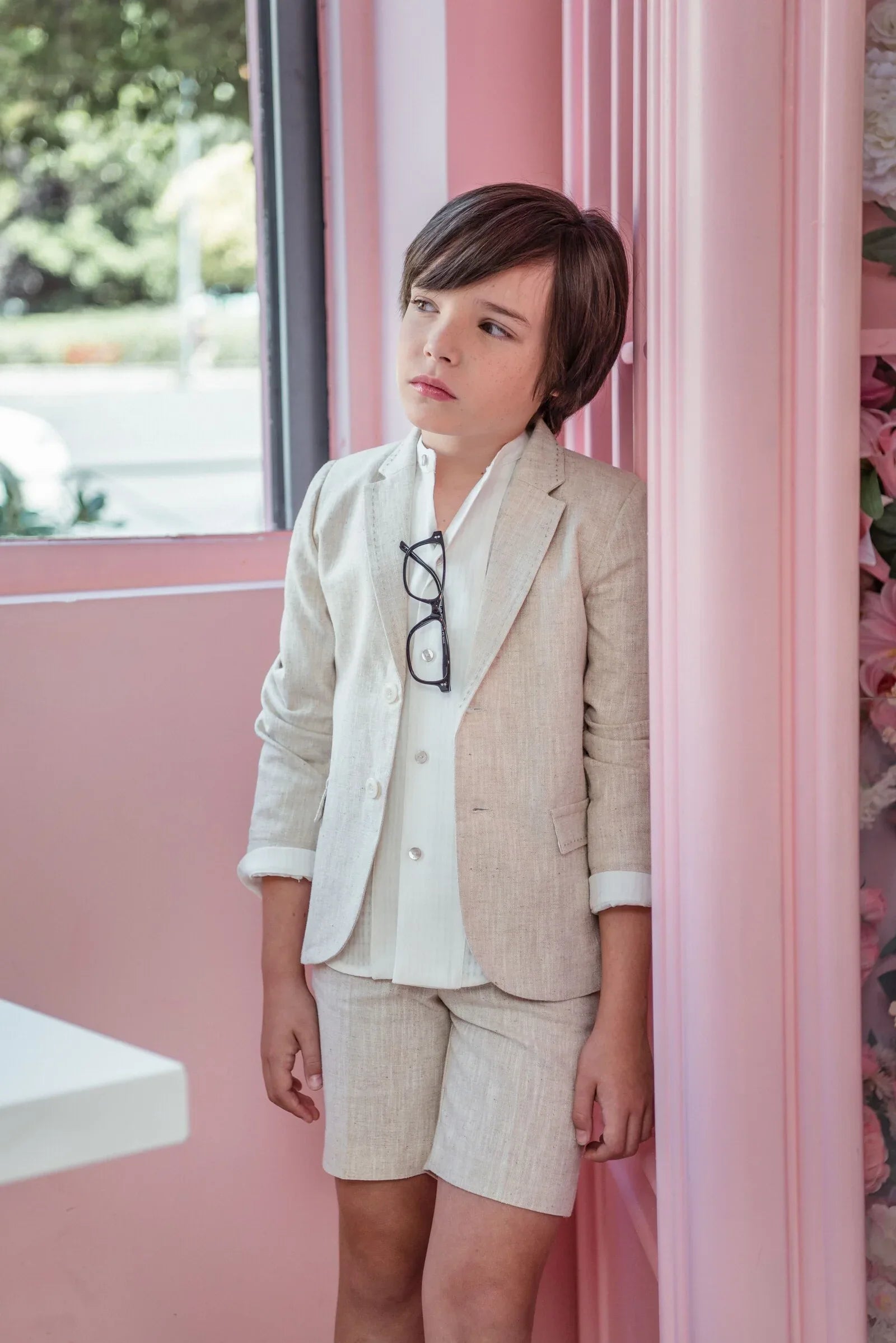 Conjunto camisa, short y americana lino rustico "Violin" - PARDALETS