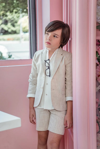 Conjunto camisa, short y americana lino rustico "Violin" - PARDALETS