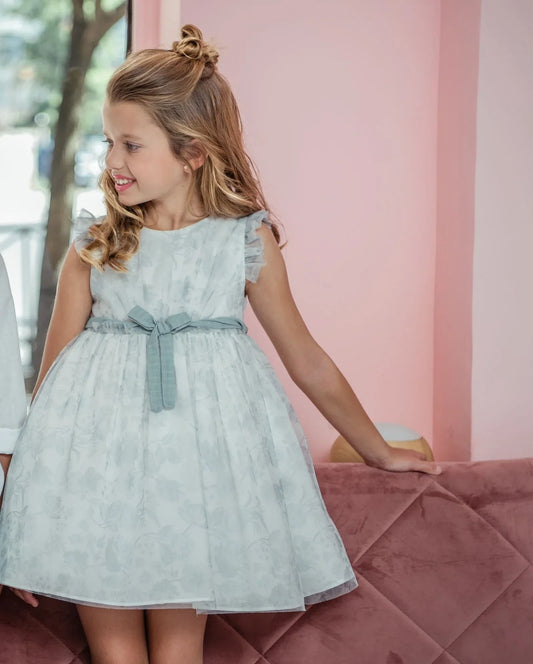 Vestido de tul estampado verde "Oboe" - PARDALETS