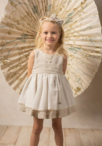 Vestido arena con topitos "Perla" - PARDALETS