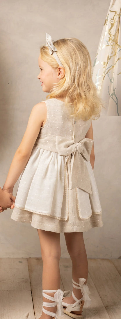 Vestido arena con topitos "Perla" - PARDALETS