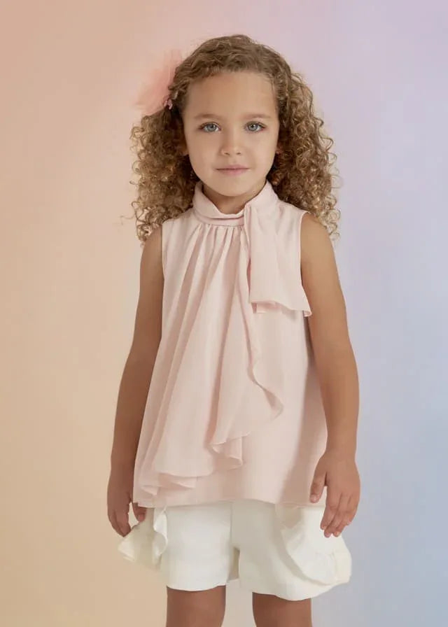 Blusa gasa rosa con volante - PARDALETS