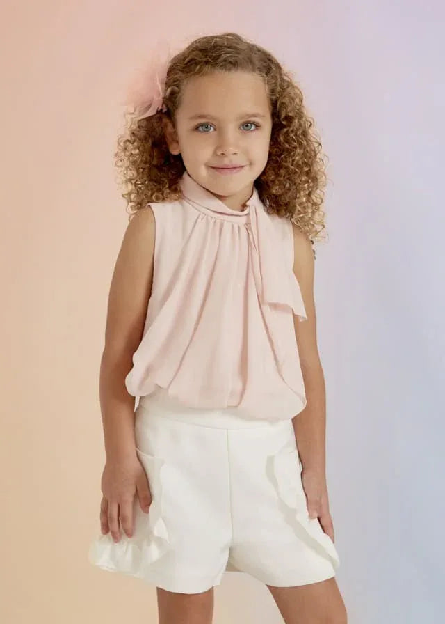 Blusa gasa rosa con volante - PARDALETS