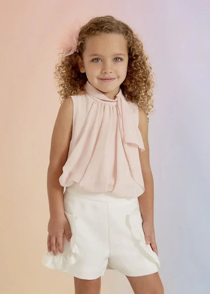 Blusa gasa rosa con volante - PARDALETS