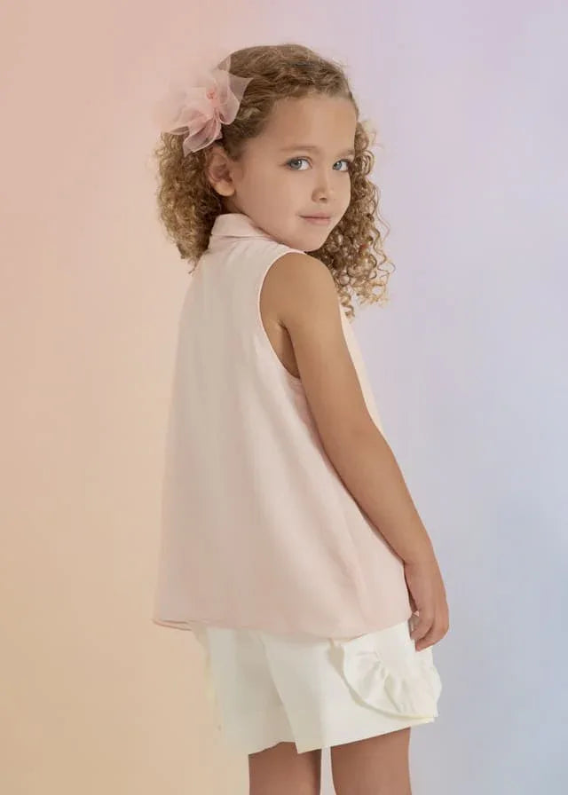 Blusa gasa rosa con volante - PARDALETS