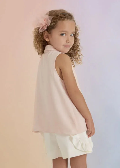 Blusa gasa rosa con volante - PARDALETS