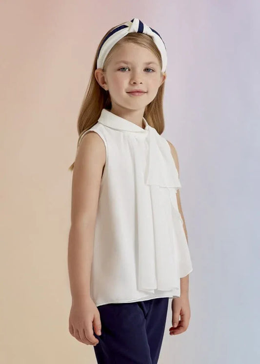 Blusa de gasa con volante color blanco - PARDALETS