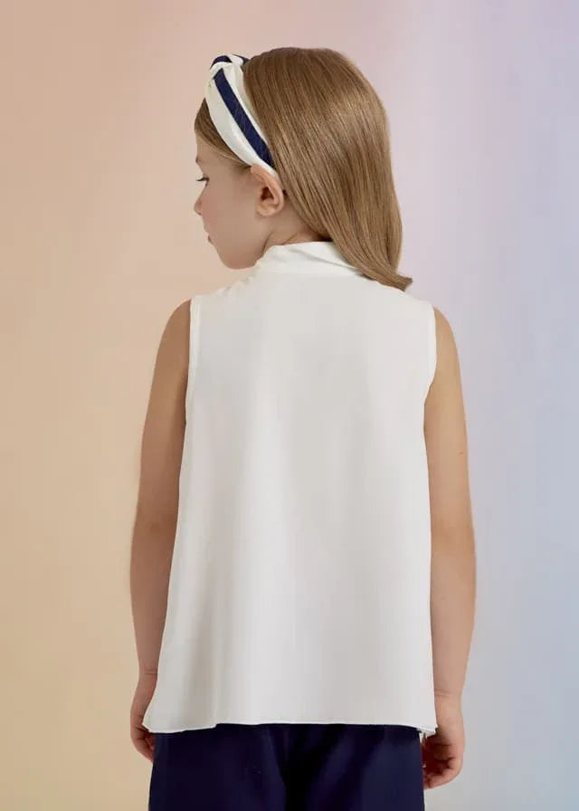 Blusa de gasa con volante color blanco - PARDALETS