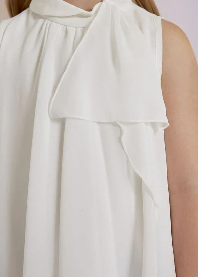 Blusa de gasa con volante color blanco - PARDALETS