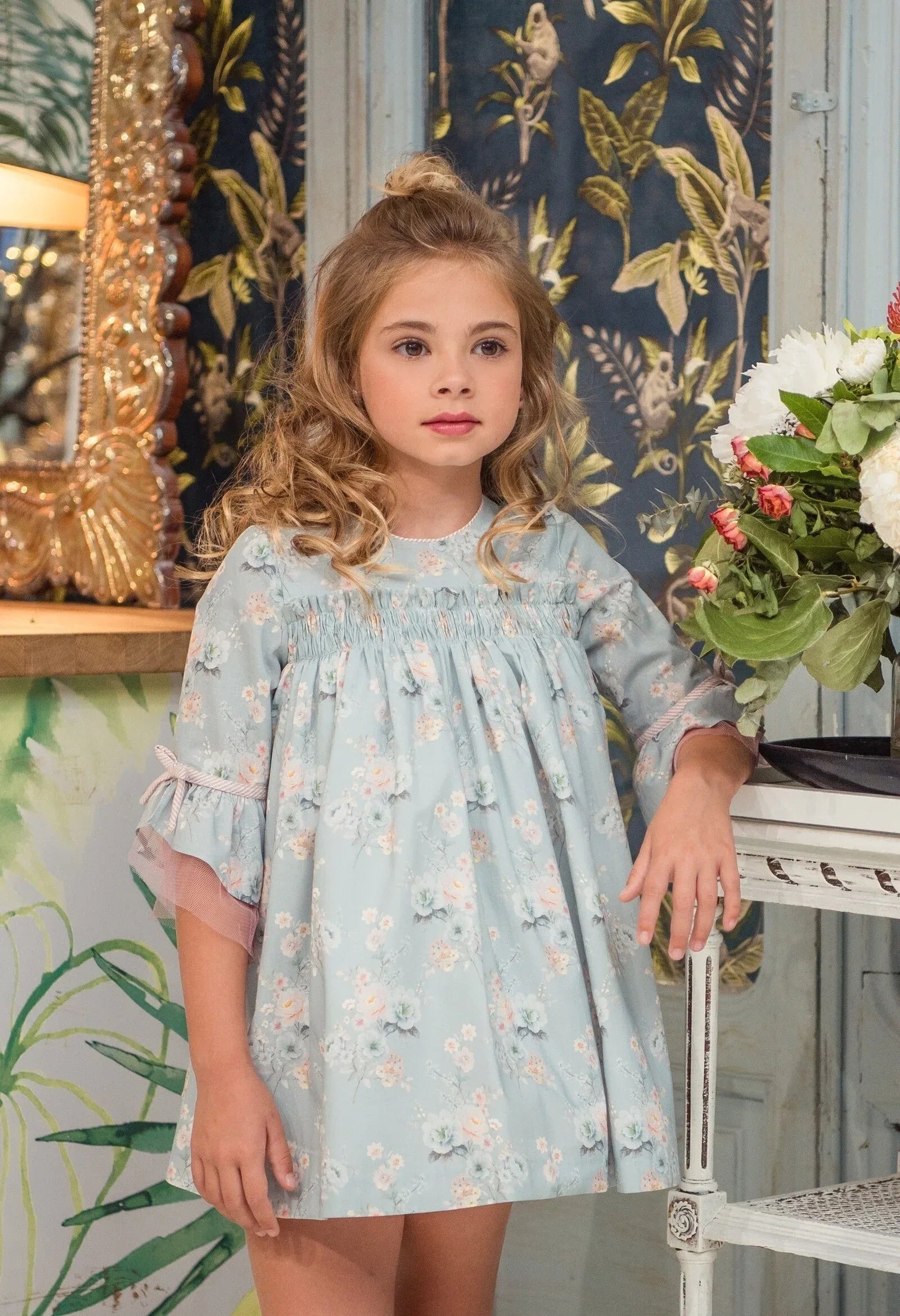 Vestido verde agua estampado "Camila" - PARDALETS