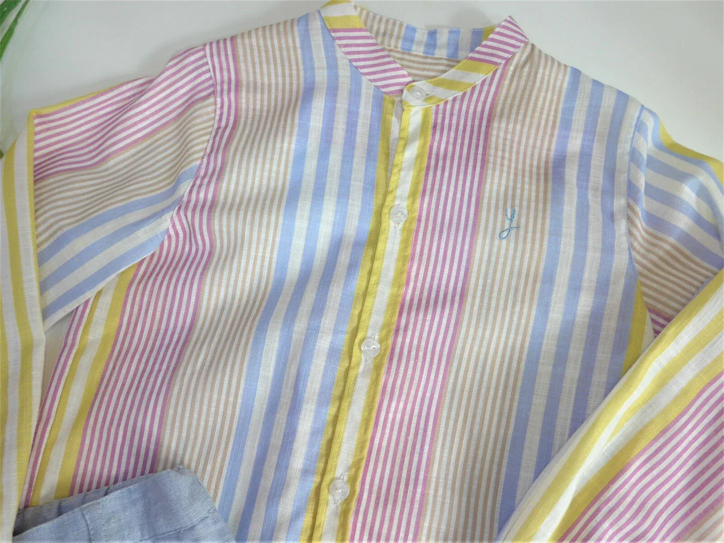 Conjunto camisa rayas y bermuda azul "Norah" - PARDALETS