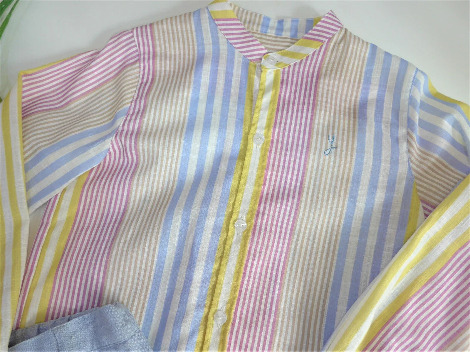 Conjunto camisa rayas y bermuda azul "Norah" - PARDALETS
