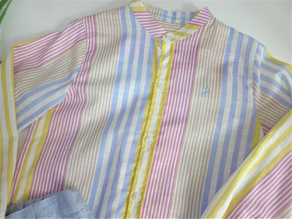 Conjunto camisa rayas y bermuda azul "Norah" - PARDALETS