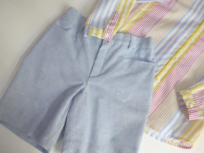 Conjunto camisa rayas y bermuda azul "Norah" - PARDALETS