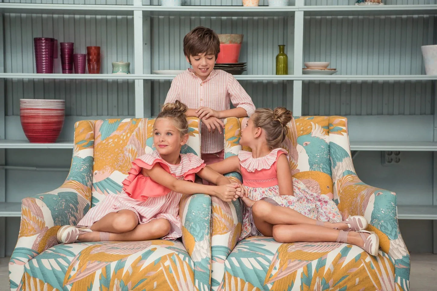 Conjunto camisa de rayas y bermuda coral "Maya" - PARDALETS