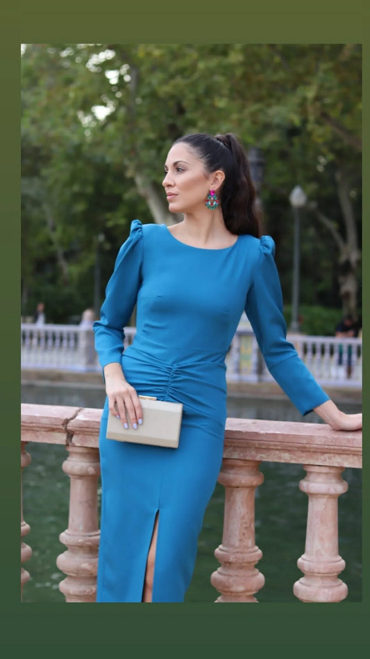 Vestido azul manga larga - PARDALETS