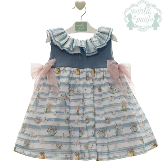 Vestido estampado cuello volantes "Ukelele" - PARDALETS