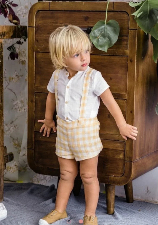 Conjunto short con tirantes cuadros "Carlota" - PARDALETS