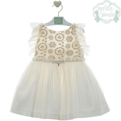 Vestido tul plumeti beig sin mangas "Violin" - PARDALETS