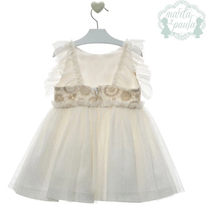 Vestido tul plumeti beig sin mangas "Violin" - PARDALETS